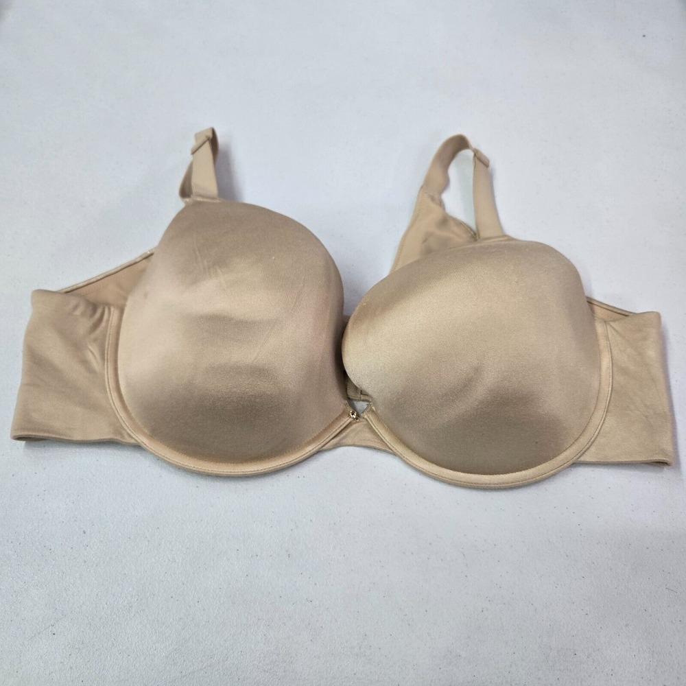 Cacique Women Bra 44D Beige Underwire Boost Plunge Smooth Adjustable Straps